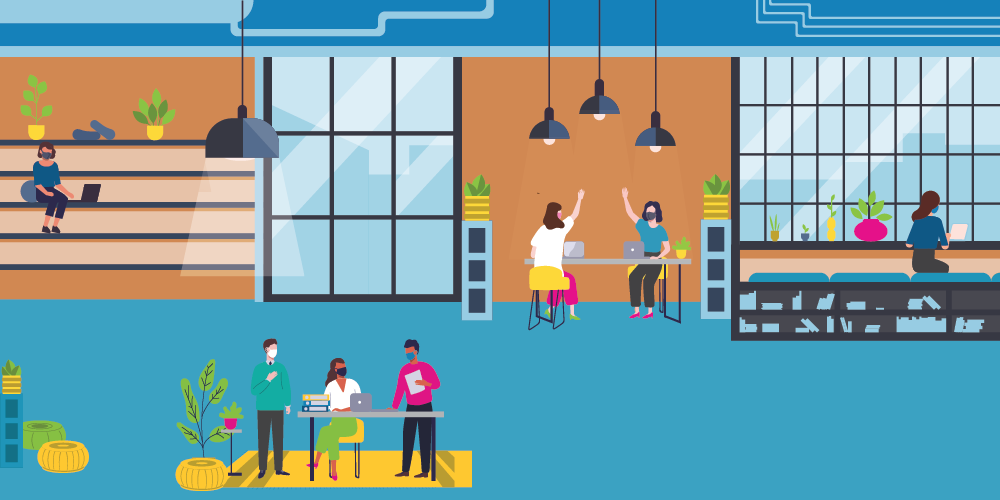 Traditional office vs coworking Landing page Header Graphic